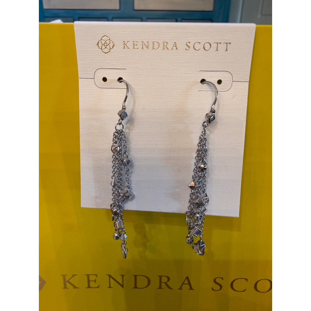 Women's Kendra Scott Silver Metal Dangle Fringe Drop Earrings, One Size - Picture 2 of 5